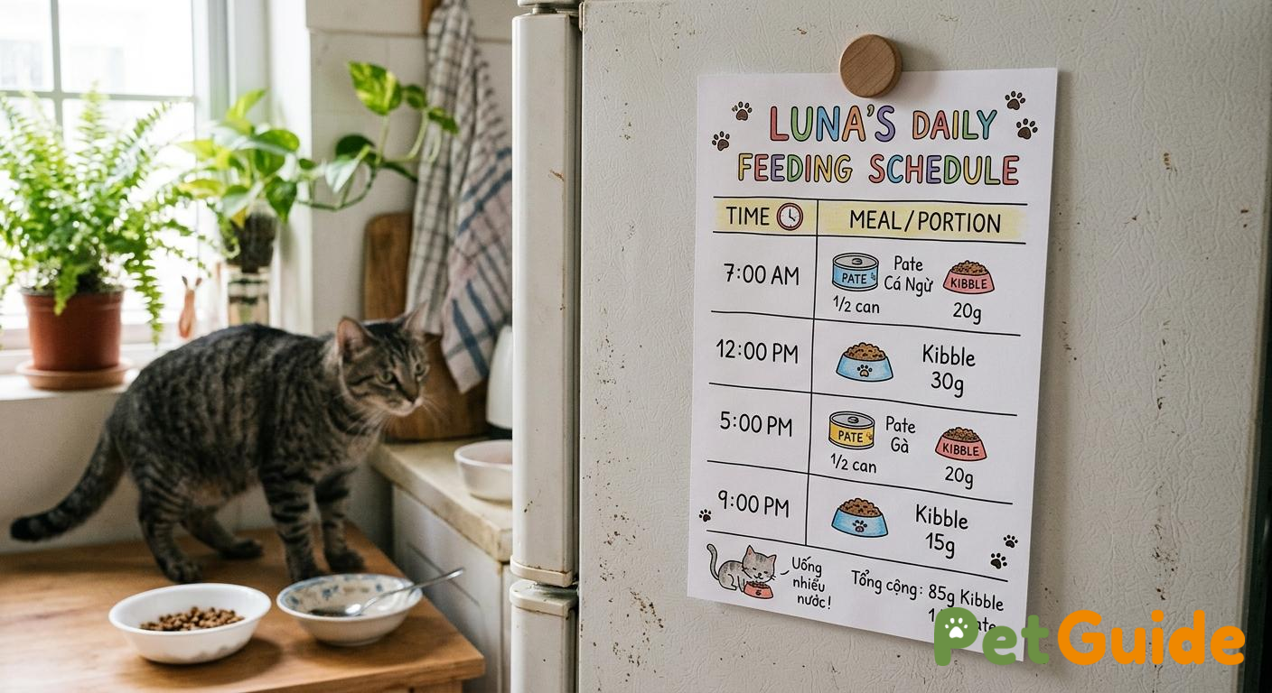 Lịch ăn pate lý tưởng cho mèo lười
